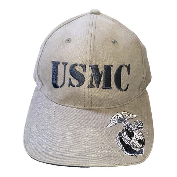 USMC Khaki Green Cap w/Eagle Crest & branded USMC license hologram. - Picture 1 of 6